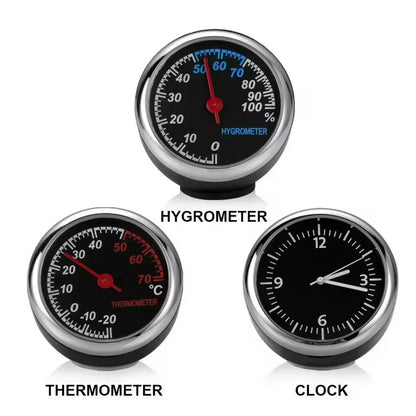 Compact AirVent Car Clock  Thermometer  Mini Quartz Clock And Hygrometer Gauge 4