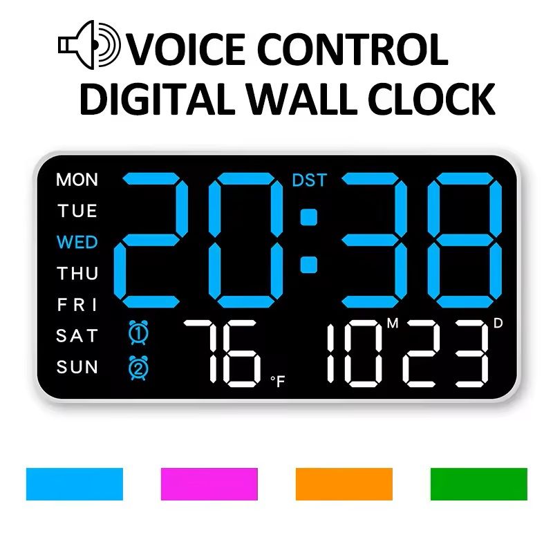 Large LED Digital Wall Clock  USB Powered Remote Control With Temperature Date  Week Display  Dual  8
