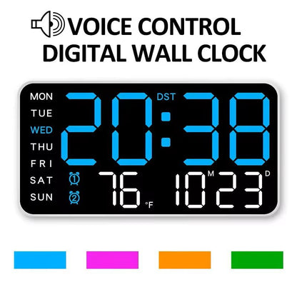 Large LED Digital Wall Clock  USB Powered Remote Control With Temperature Date  Week Display  Dual  8