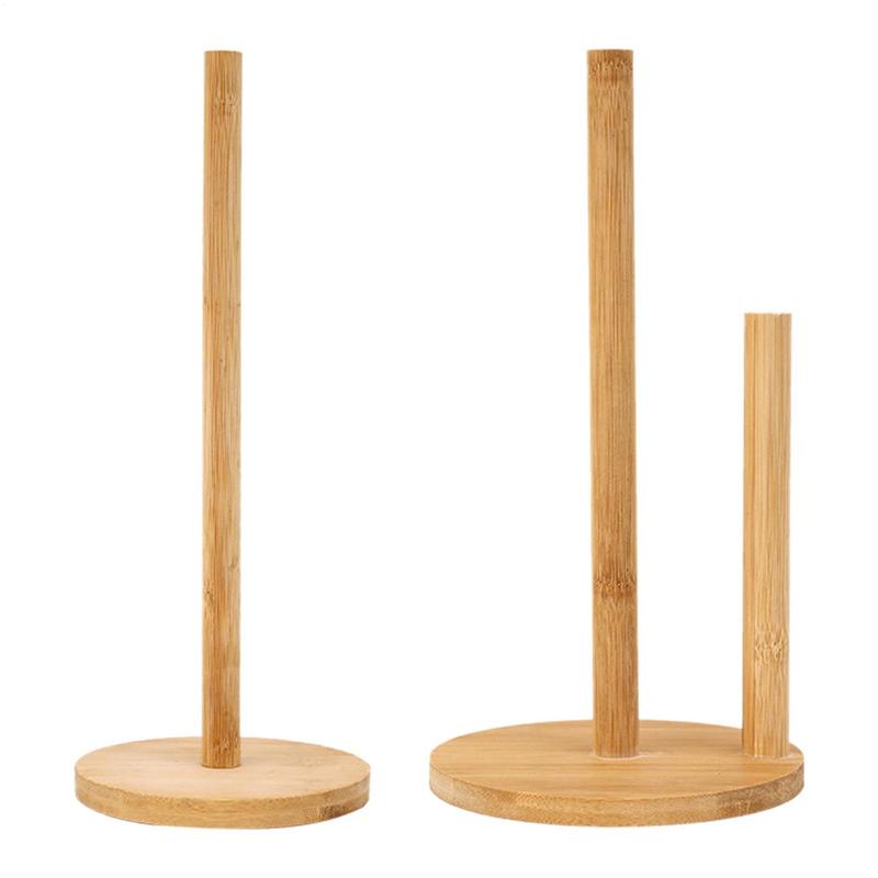 Kitchen Wooden Roll Paper Towel Holder, Bathroom Tissue Vertical Stand, Disposable Paper Pot Storage Accessories