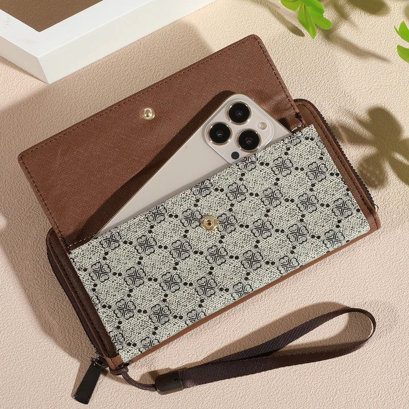 Faux Leather Wallet For Men Double Layer Snap Closure Zippered Card Holder Photo Compartment 1
