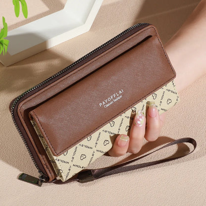Faux Leather Wallet For Men Double Layer Snap Closure Zippered Card Holder Photo Compartment 8