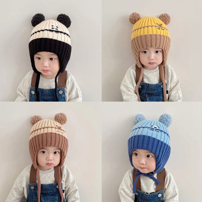Cute Cartoon Animals Baby Hat Winter Warm Knitted Beanies For Boys And Girls AntiCold Toddler Kids  1