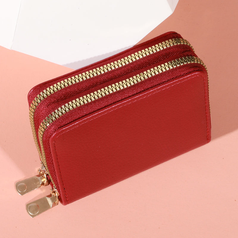 LycheePattern Fashion Purse Large Capacity Coin Purse With Zipper Women Zipper Short Style Multi Ca 7