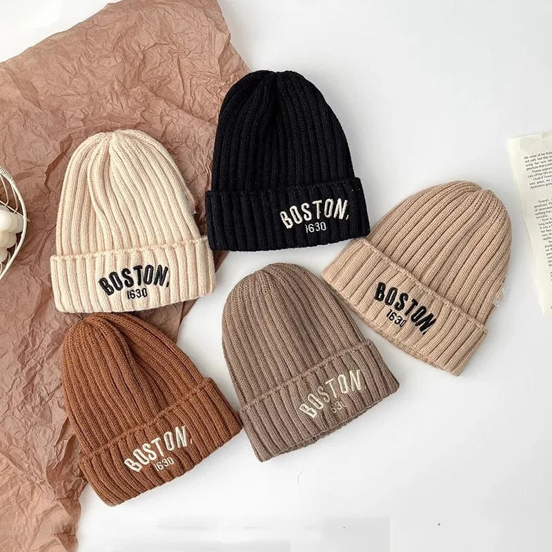 Winter Thickened Baby Wool Hat, Fashion Protection, Knitted Korean Baby Hat Gift for Kids