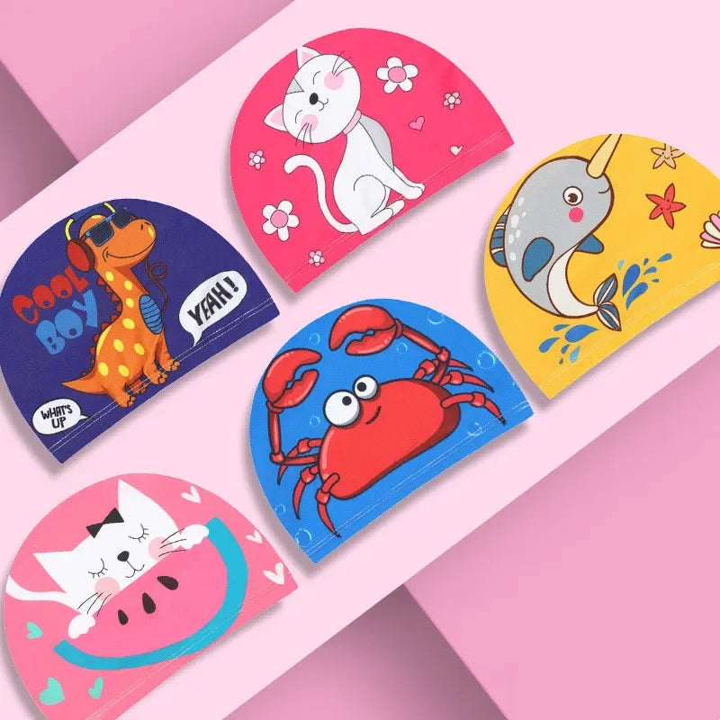 Waterproof Cute Cartoon Swimming Cap Ear Protection For Kids Boys And Girls Pool Sun Hat 3