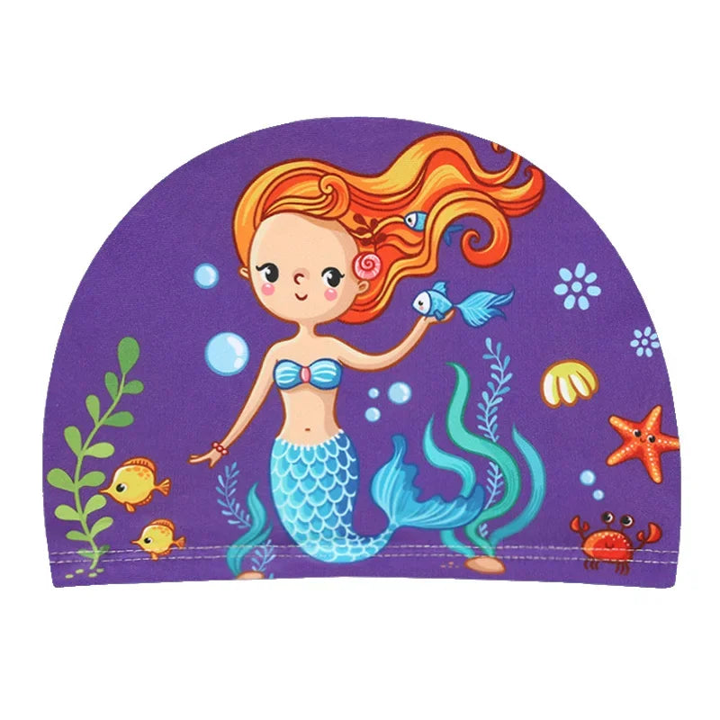 Waterproof Cute Cartoon Swimming Cap Ear Protection For Kids Boys And Girls Pool Sun Hat 8