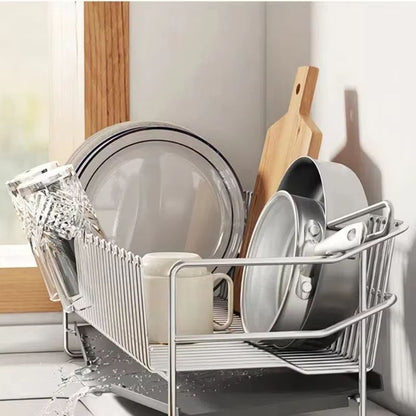 Stainless Steel Dish Drying Rack Over The Sink With Tray 1