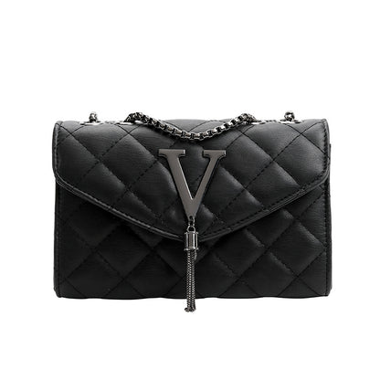 Multifunctional Luxury Messenger Shoulder Bag PU Leather Plaid Crossbody Female Tassel Purse