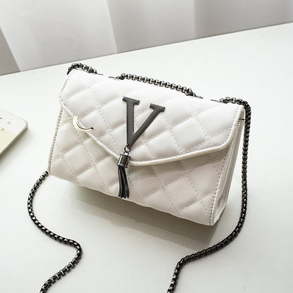 Multifunctional Luxury Messenger Shoulder Bag PU Leather Plaid Crossbody Female Tassel Purse