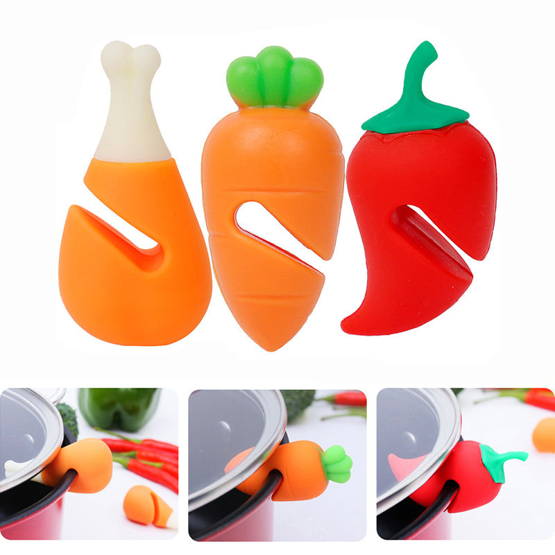 Silicone Tools, Raise The Lid Anti-Overflow Device for Boiling Soup, Reusable Cooking Tools for Home, Carrot Pepper