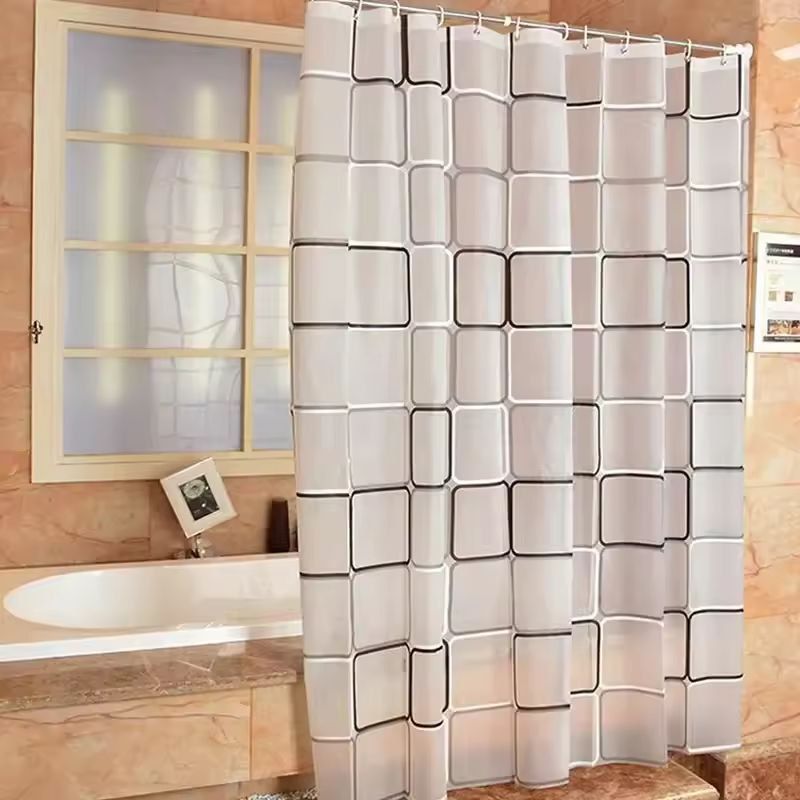 Modern Geometric Waterproof Shower Curtain  Farmhouse Style Bath Curtain 1