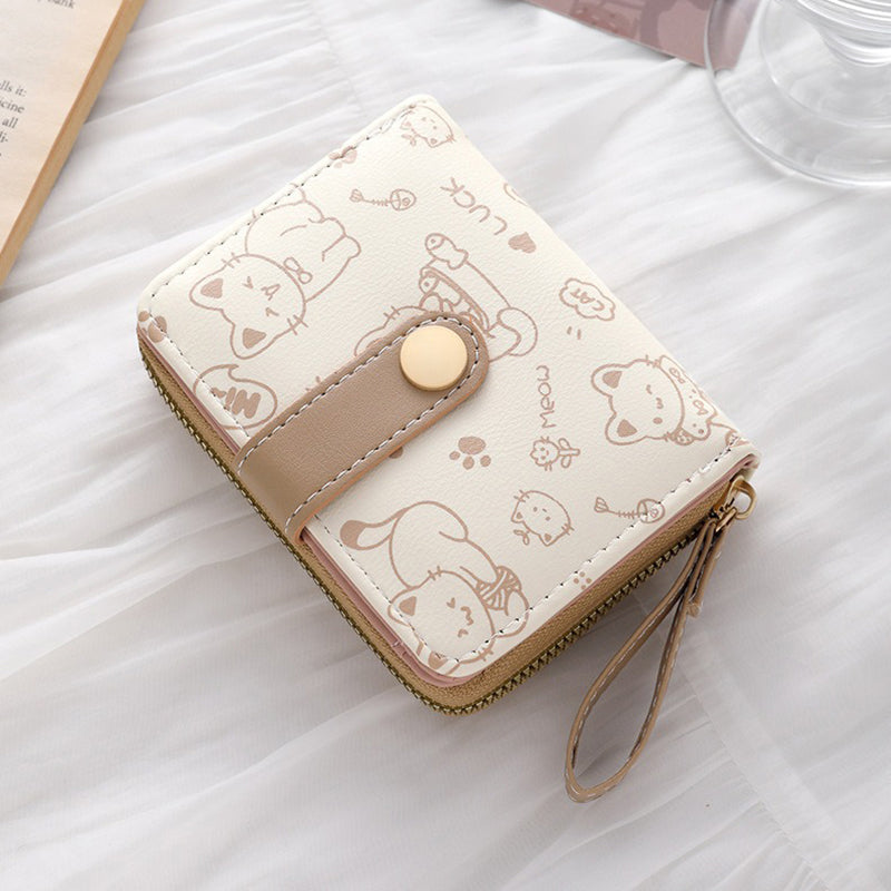 High-Quality Cute Cat Wallet, Card Holder Small Purses with Zip Coin Pocket Pocket High Quality Square Hand Bags