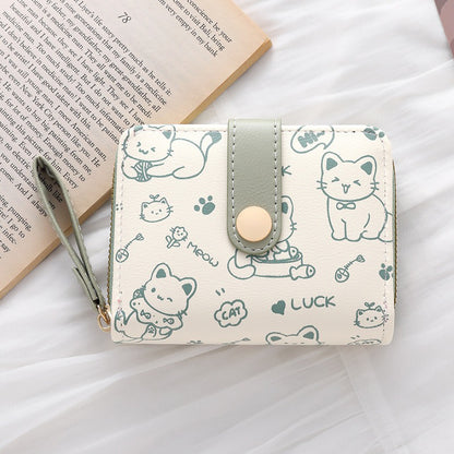 High-Quality Cute Cat Wallet, Card Holder Small Purses with Zip Coin Pocket Pocket High Quality Square Hand Bags
