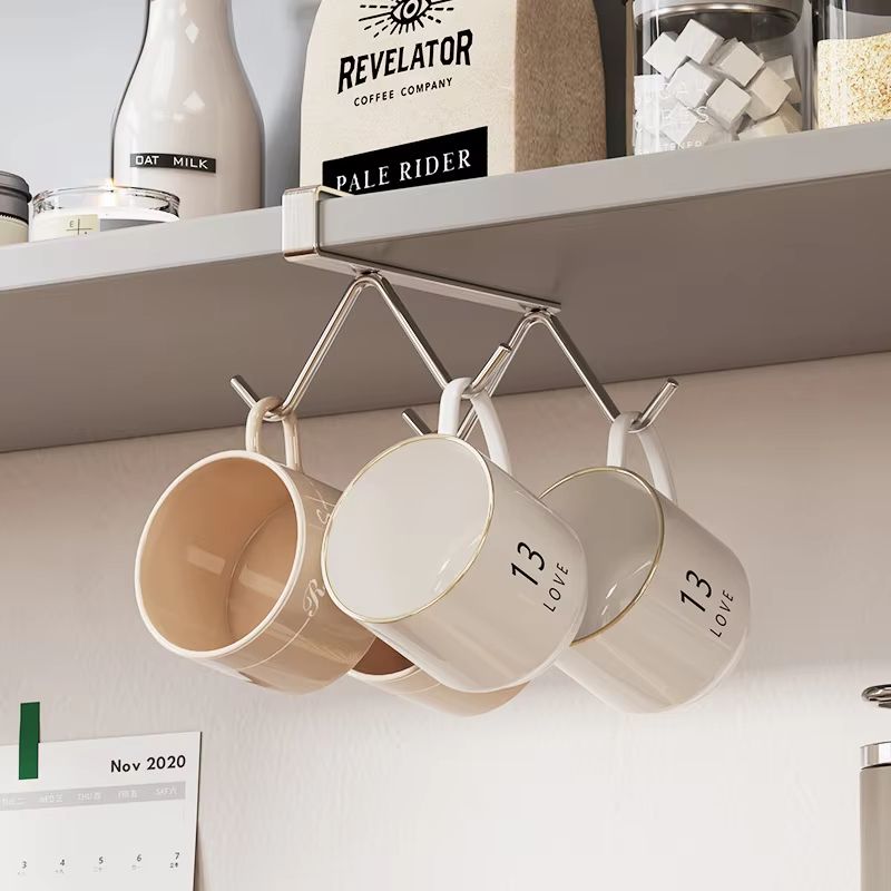 304 Stainless Steel Under Cabinet Coffee Mug Holder Rack 1