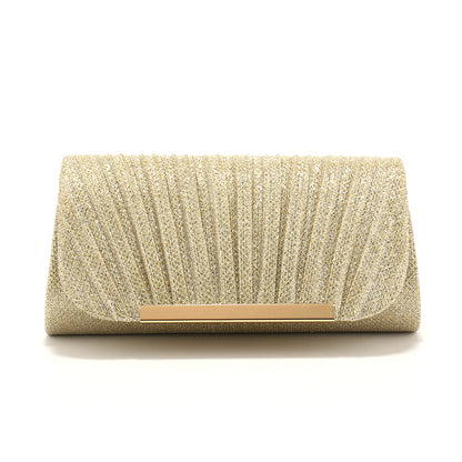 Metallic Ruched Evening Bags Small Envelope Shaped Box Purse for Party Wedding Event Luxury Handbag for Women