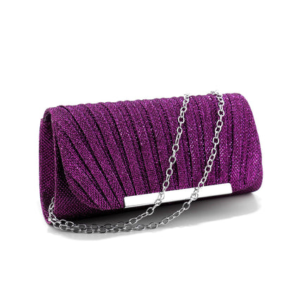 Metallic Ruched Evening Bags Small Envelope Shaped Box Purse for Party Wedding Event Luxury Handbag for Women