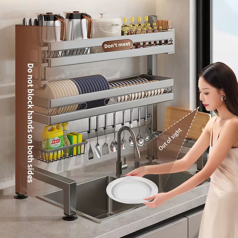 Stainless Steel DoubleLayer Kitchen Sink Dish Draining Shelf 1