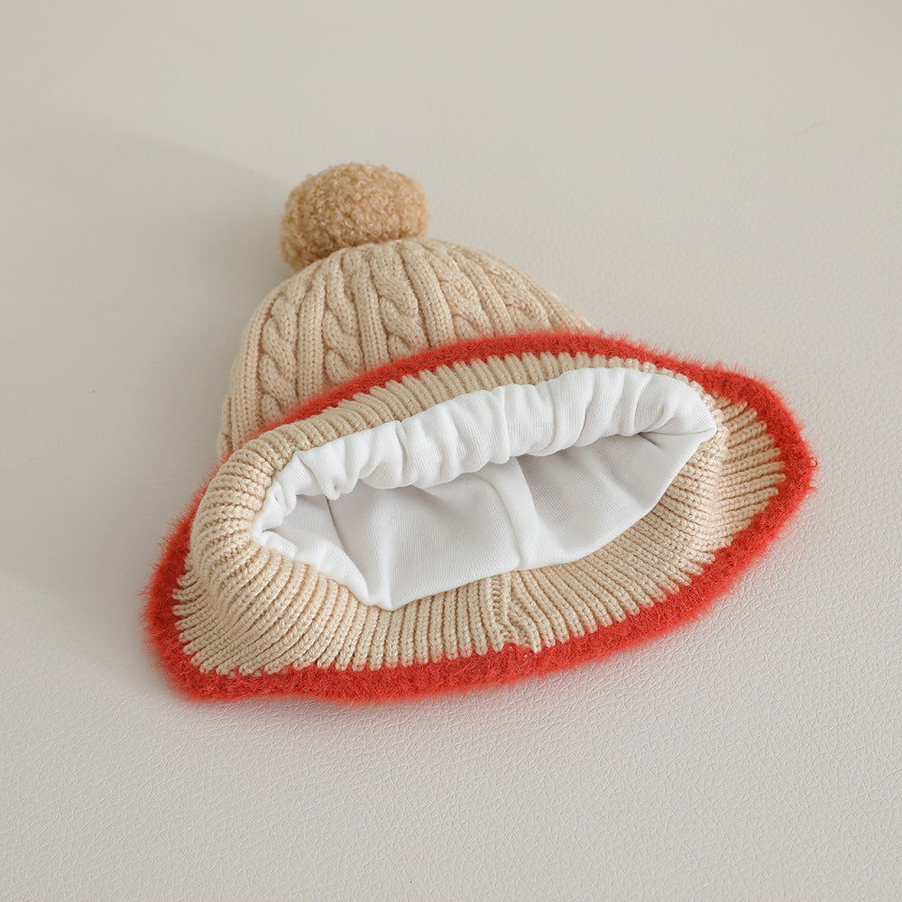Windproof Toddler Girls Knitted Hat Cute Pompom Infant Ear Protection Cap Baby Boy Earmuffs Beanie 3