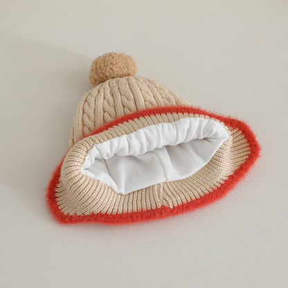 Windproof Toddler Girls Knitted Hat Cute Pompom Infant Ear Protection Cap Baby Boy Earmuffs Beanie 3