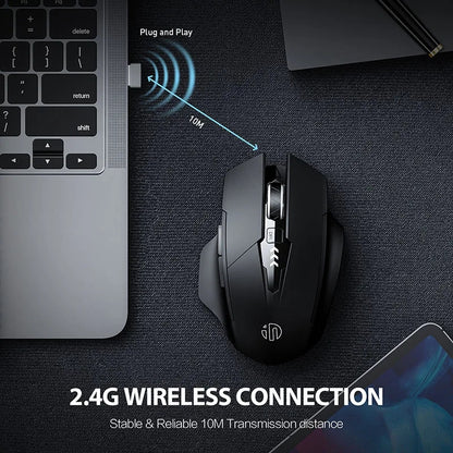Ergonomic Wireless Mouse Rechargeable Silent Power Display Universal For Laptop Desktop 3