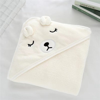 Water Absorbent Baby Bathing Cape, Cartoon Animal Hooded Towel, Coral Velvet Wrap for Kids