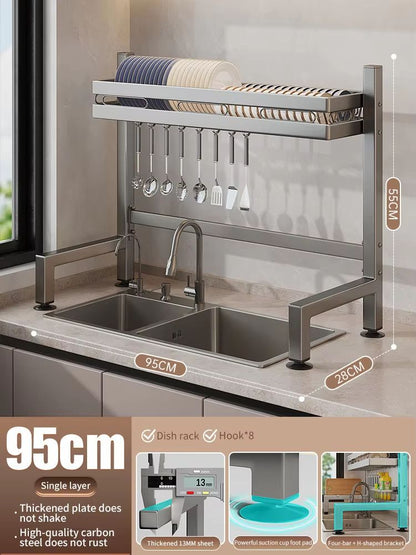 Stainless Steel DoubleLayer Kitchen Sink Dish Draining Shelf 14