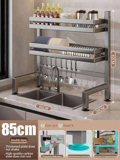 Stainless Steel DoubleLayer Kitchen Sink Dish Draining Shelf 21