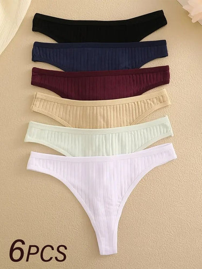 Soft Cotton Low Rise Thong Set For Women 5
