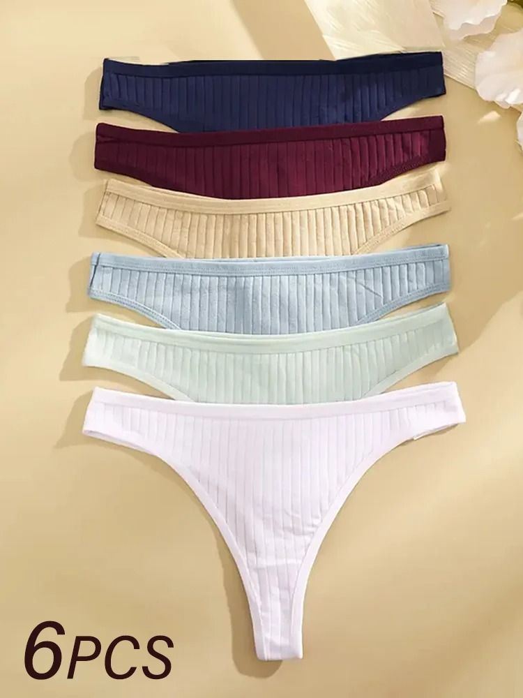 Soft Cotton Low Rise Thong Set For Women 6