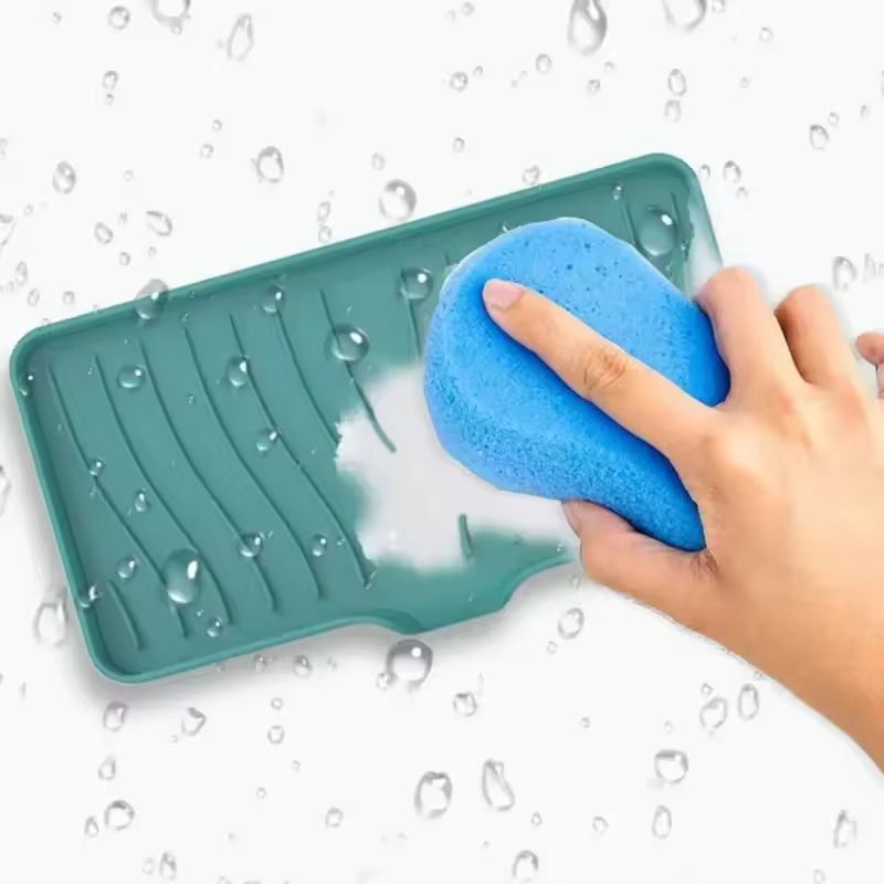 Silicone SelfDraining Soap Tray  Compact Soap  Sponge Holder For Bathroom  Kitchen 1
