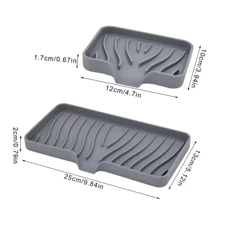 Silicone SelfDraining Soap Tray  Compact Soap  Sponge Holder For Bathroom  Kitchen 4