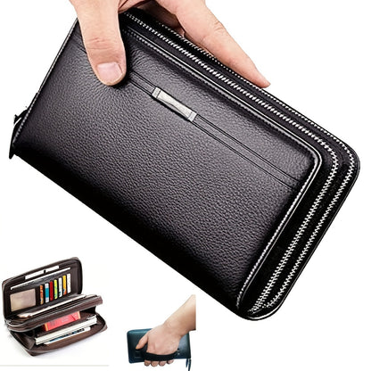 Long Leather Wallet, Business Handbag Phone Card Holder Case, Gift for Husband