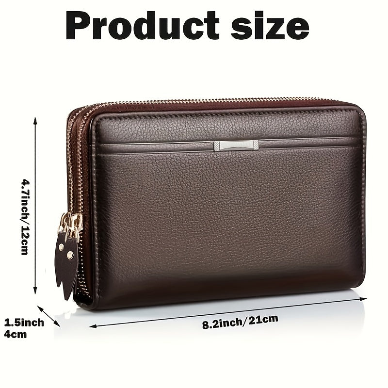 Long Leather Wallet, Business Handbag Phone Card Holder Case, Gift for Husband