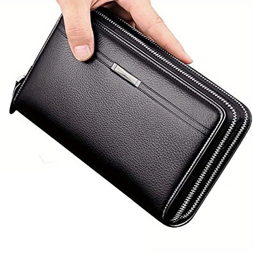 Long Leather Wallet, Business Handbag Phone Card Holder Case, Gift for Husband