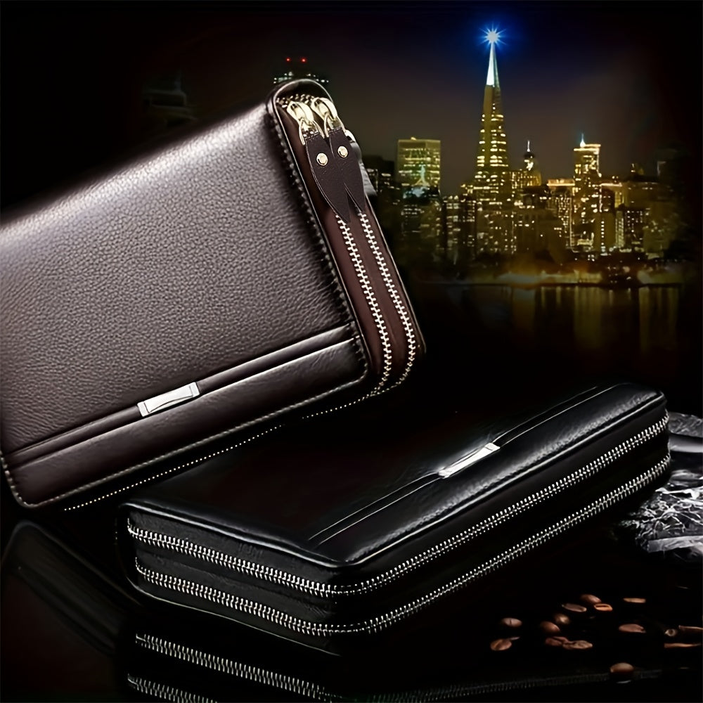 Long Leather Wallet, Business Handbag Phone Card Holder Case, Gift for Husband
