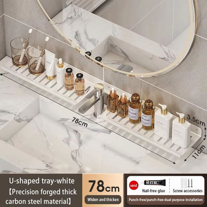 Bathroom U Shaped Wall Mounted Over Sink Organizer Shelf 10