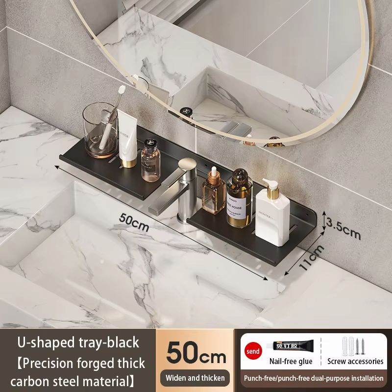 Bathroom U Shaped Wall Mounted Over Sink Organizer Shelf 11