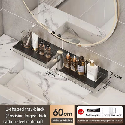 Bathroom U Shaped Wall Mounted Over Sink Organizer Shelf 12