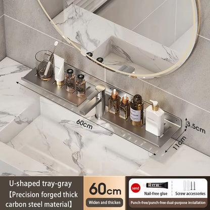 Bathroom U Shaped Wall Mounted Over Sink Organizer Shelf 16