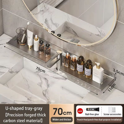 Bathroom U Shaped Wall Mounted Over Sink Organizer Shelf 17