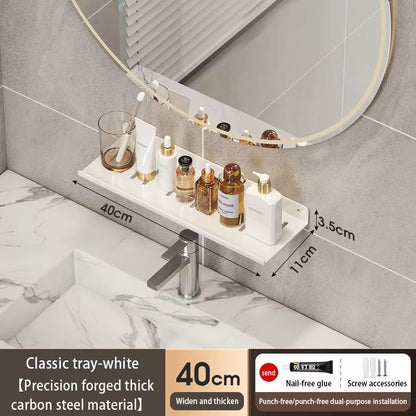 Bathroom U Shaped Wall Mounted Over Sink Organizer Shelf 19