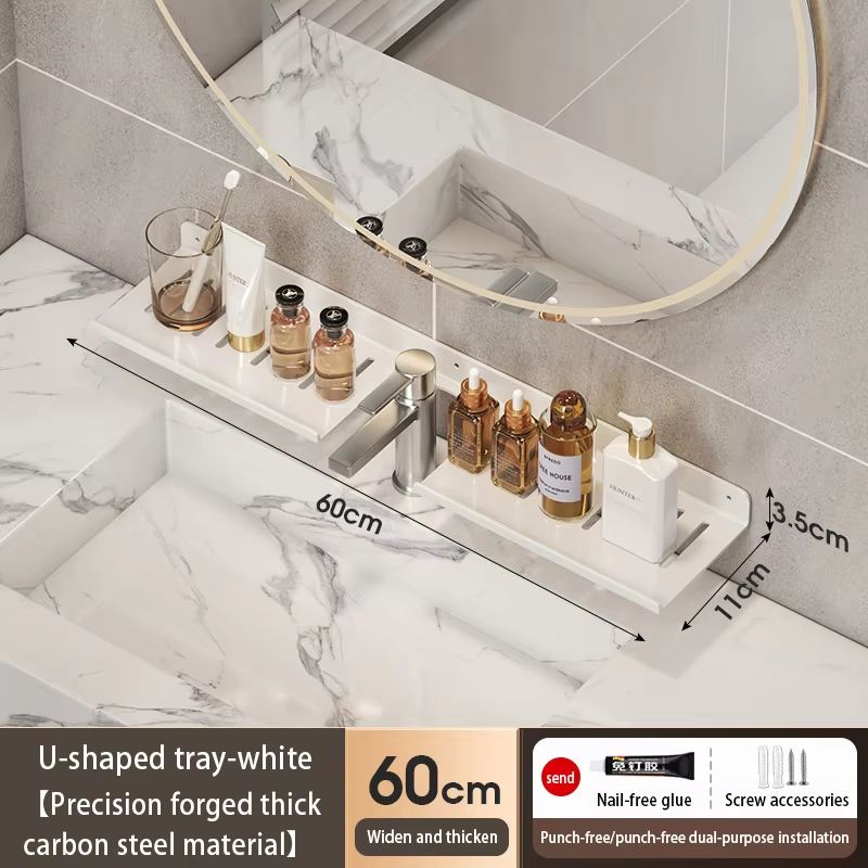 Bathroom U Shaped Wall Mounted Over Sink Organizer Shelf 8