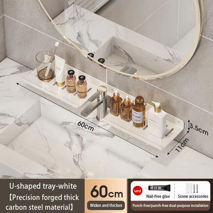Bathroom U Shaped Wall Mounted Over Sink Organizer Shelf 8