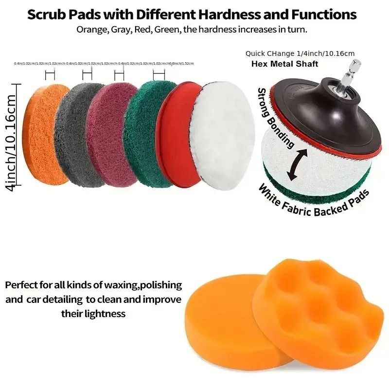 Drill Brush Attachment Set Power Cleaning Scrub Brush And Sponge Kit 3