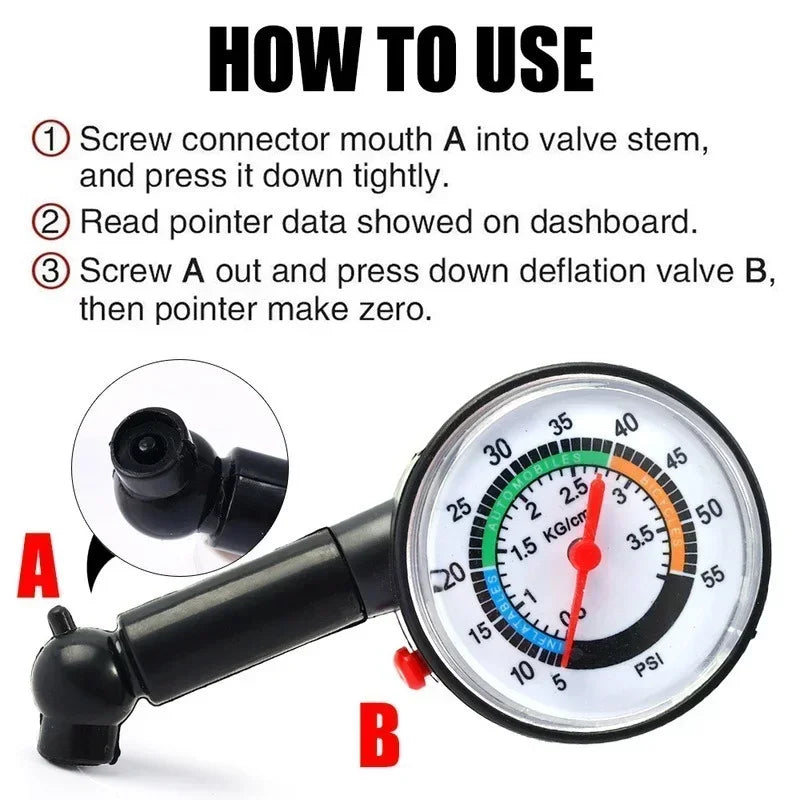 Professional Tire Pressure Gauge High Precision Analog Tyre Deflation Detector Pointer Gauge For Ca 6