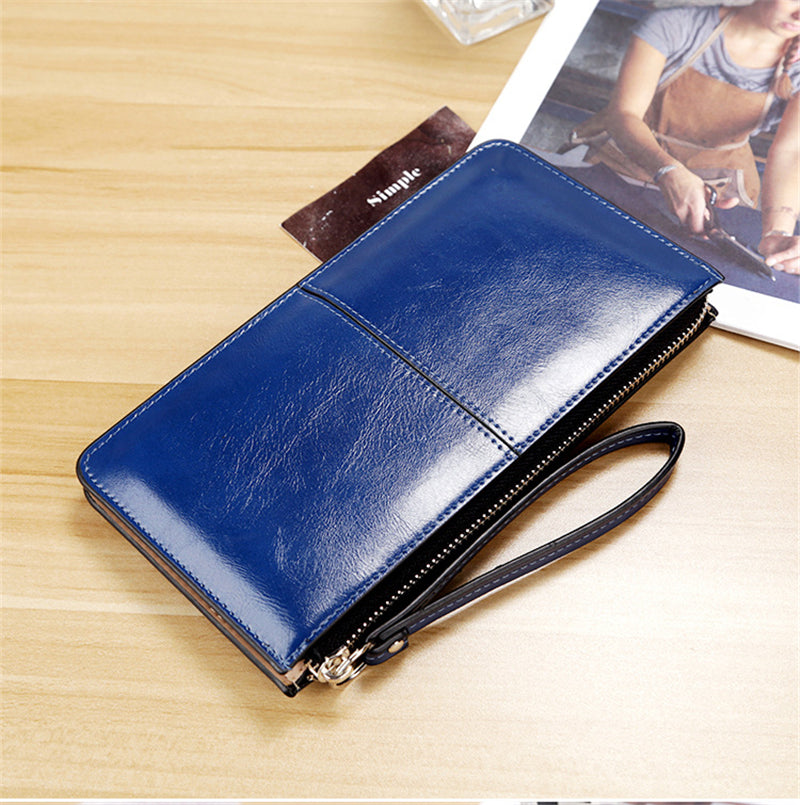 Vintage PU Leather Clutch Wallet For Women Large Capacity Phone Purse Ladies Wristband Card Holder  1
