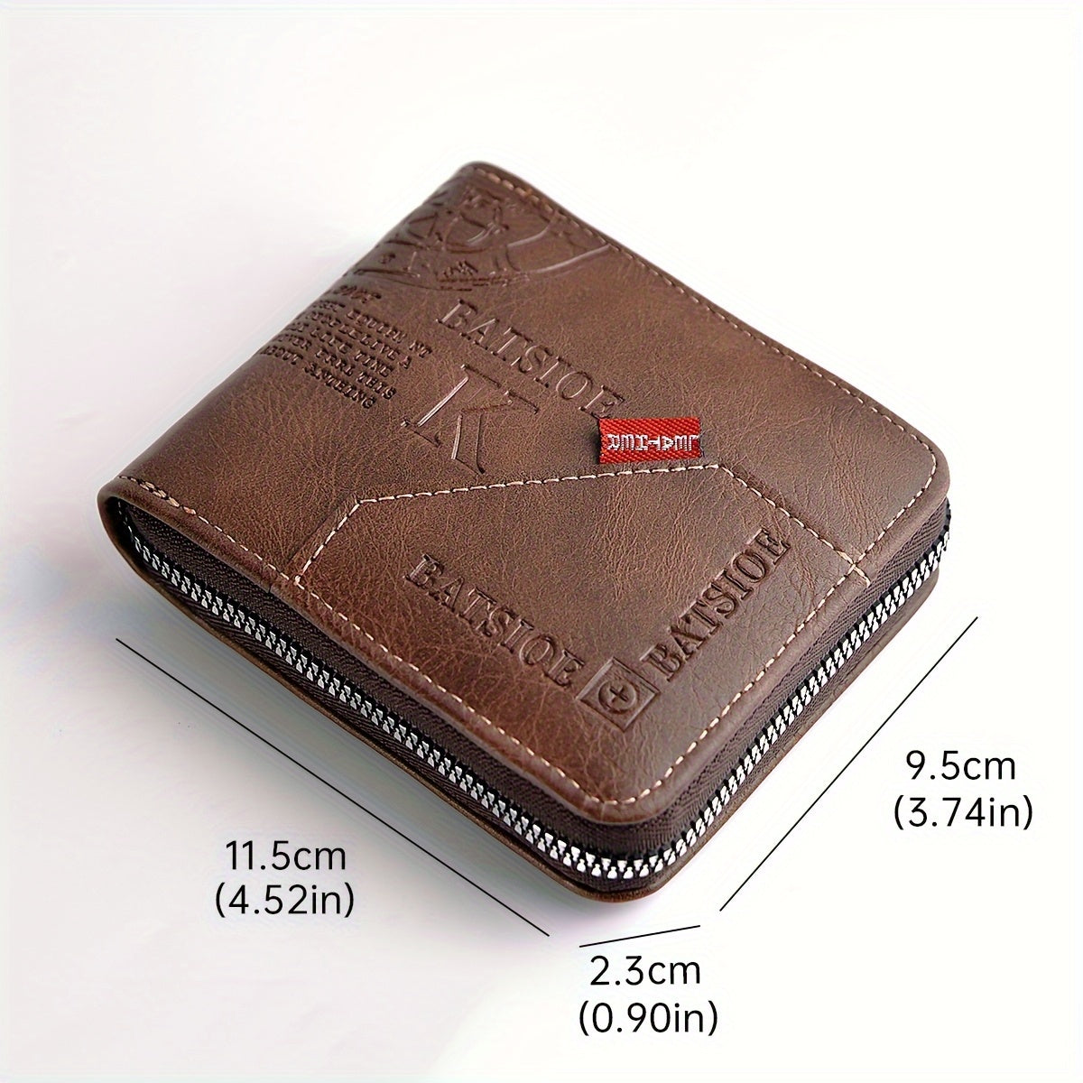 Short Male Card Holder Wallet, PU Wax Oil Skin Purse, Zipper Around Coin Purse