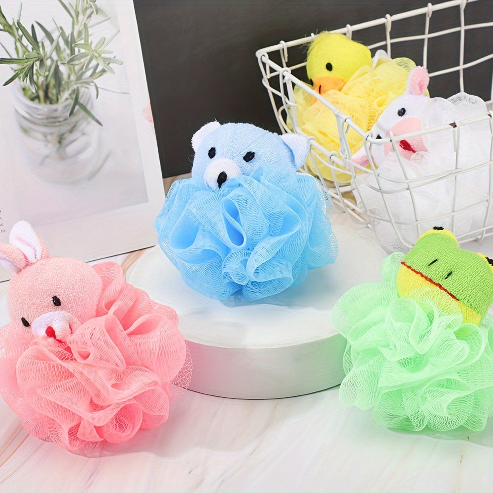 Cartoon Bath Sponge Animal Kids Loofah Shower Pouf Body Scrubber Mesh