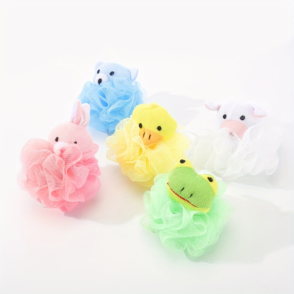 Cartoon Bath Sponge Animal Kids Loofah Shower Pouf Body Scrubber Mesh 1